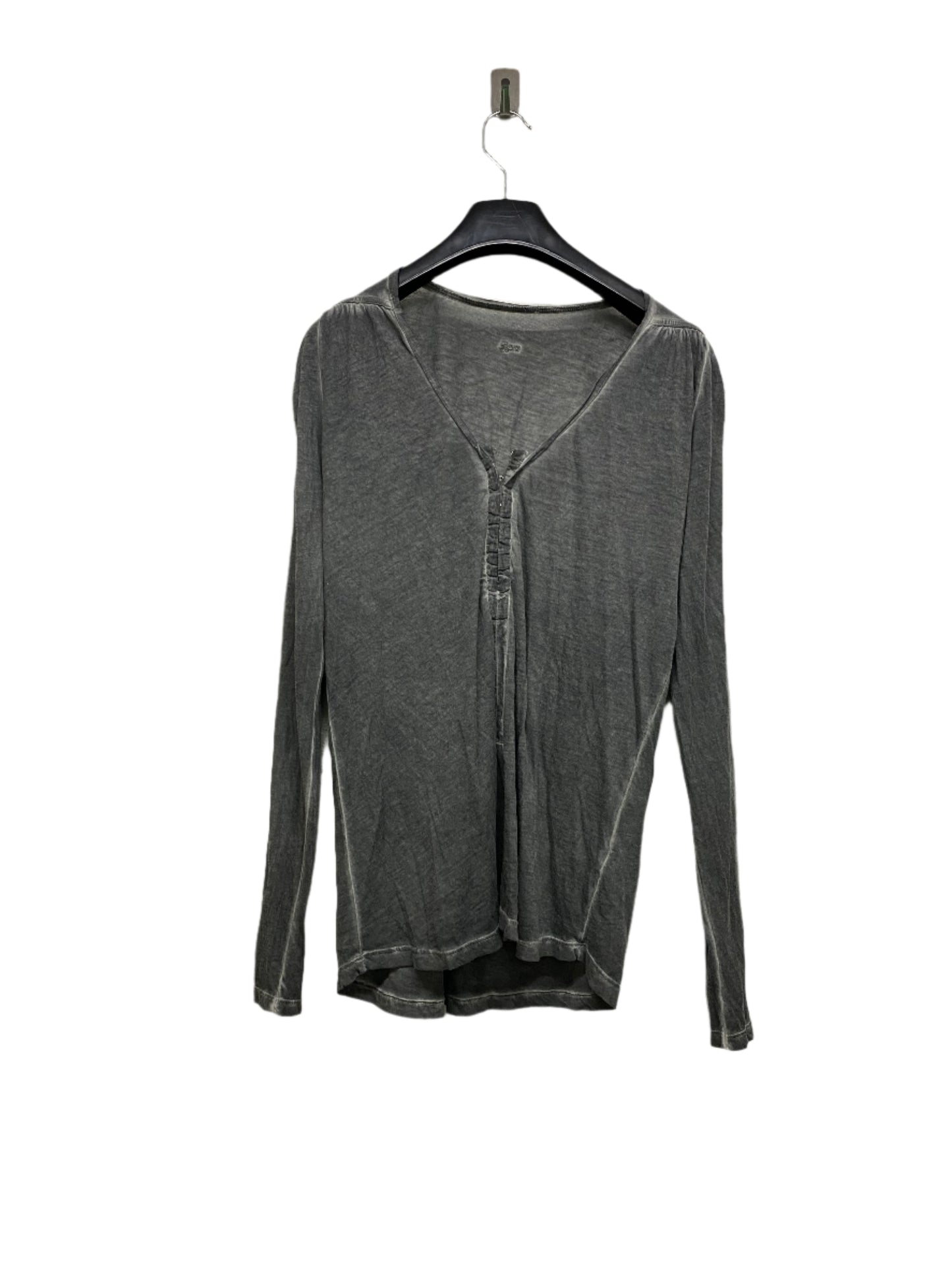 MAJE grey acid wash wide collar button up longsleeve (M)