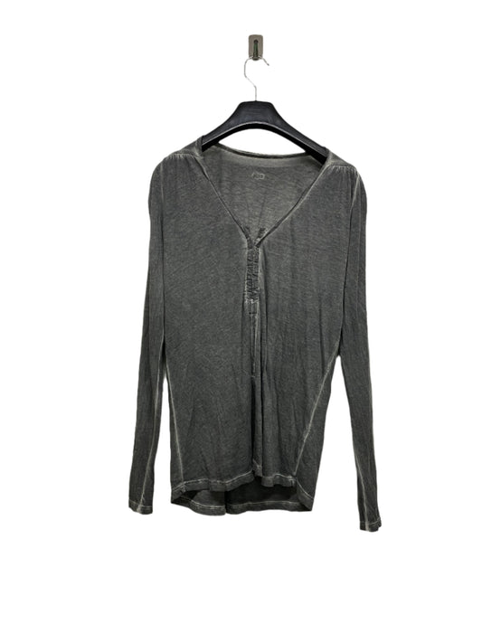 MAJE grey acid wash wide collar button up longsleeve (M)