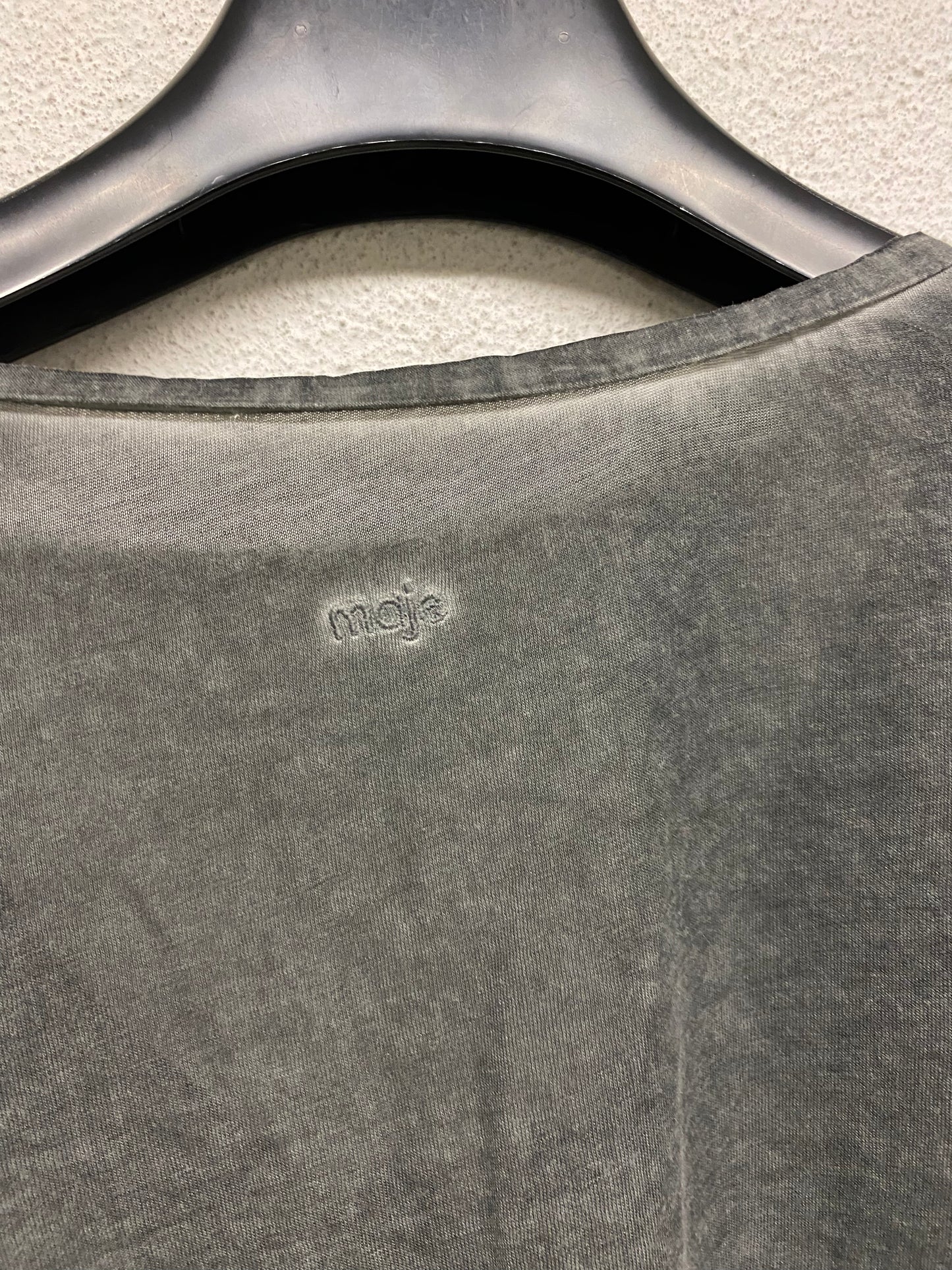 MAJE grey acid wash wide collar button up longsleeve (M)