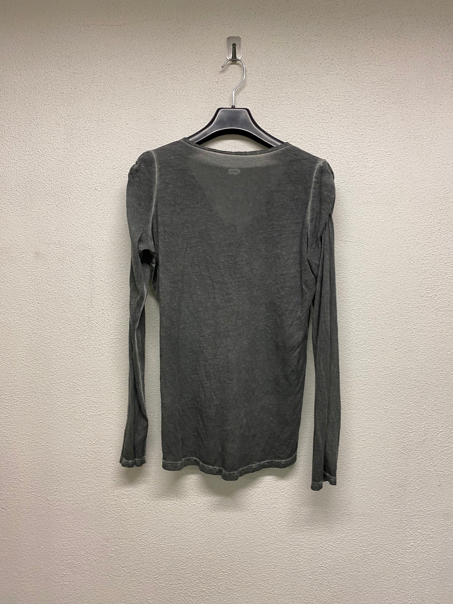 MAJE grey acid wash wide collar button up longsleeve (M)