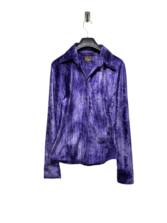 MISS SIXTY purple velvet button-up shirt (M)