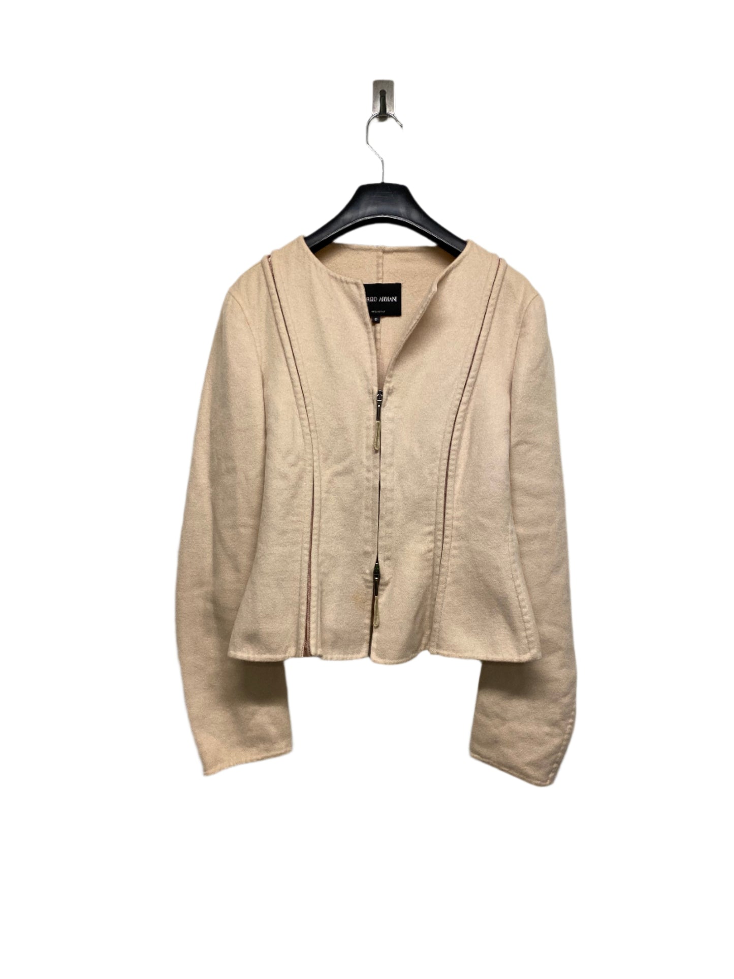 ARMANI corseted zip up cashemere beige blazer-jacket (M)