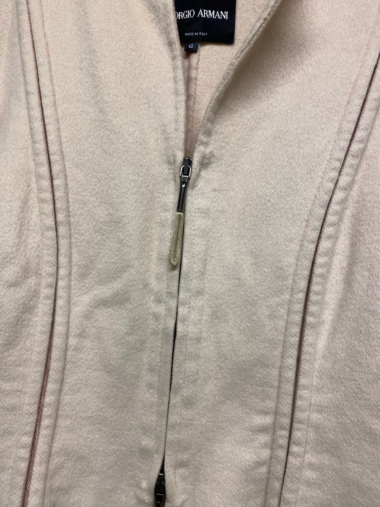 ARMANI corseted zip up cashemere beige blazer-jacket (M)