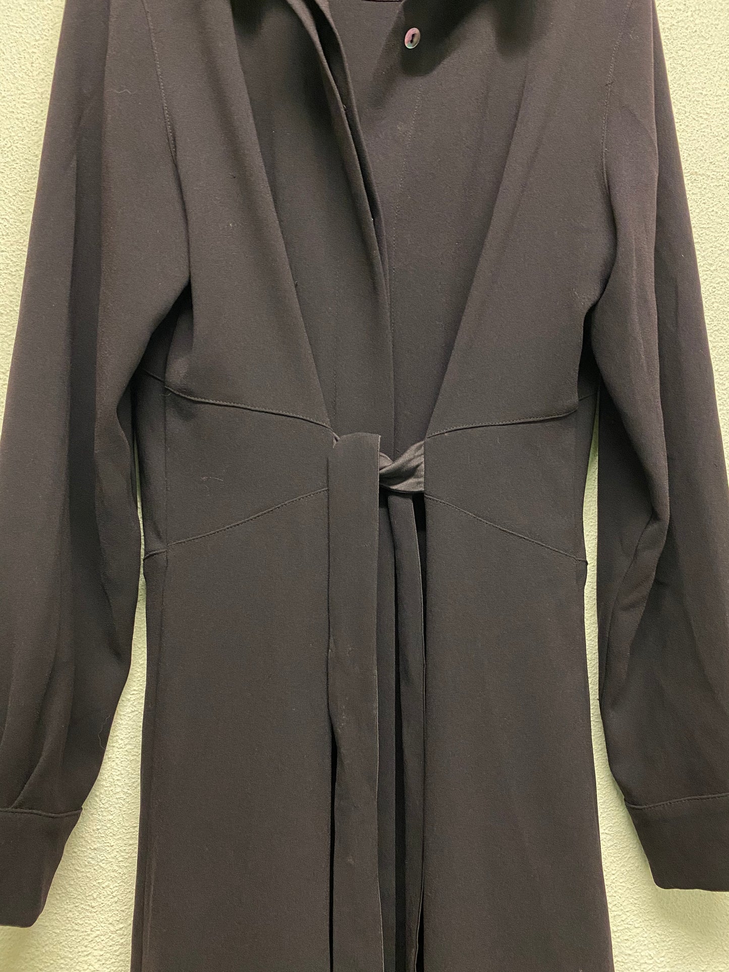 MAX MARA black silk belted button-up midi dress (M)