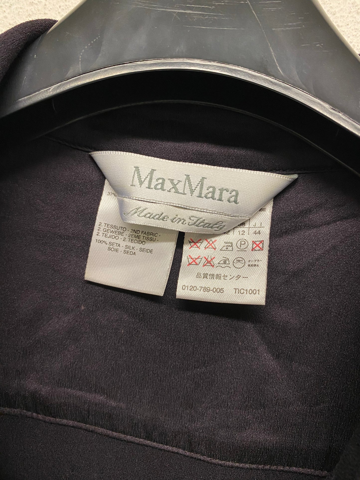 MAX MARA black silk belted button-up midi dress (M)