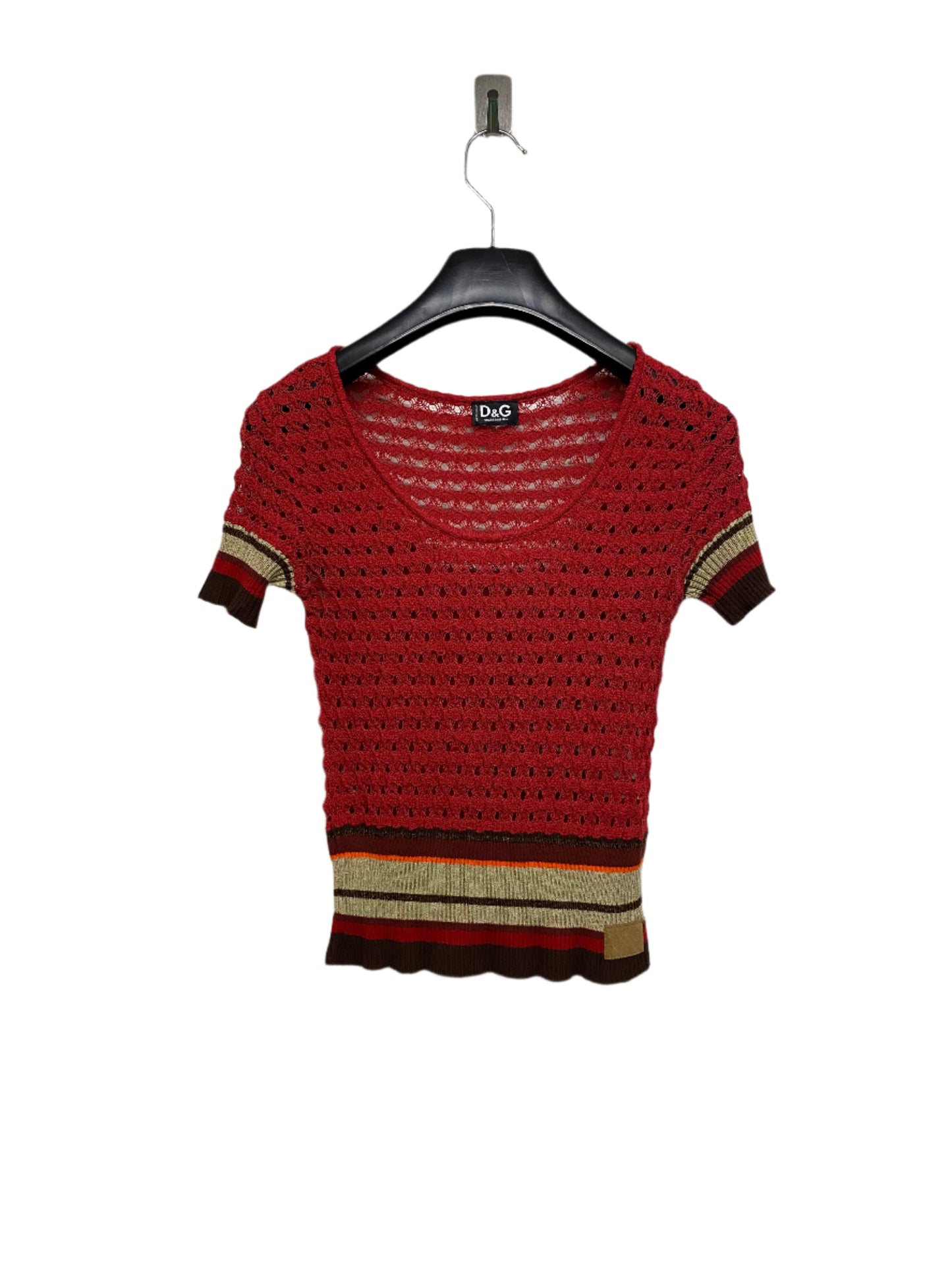 DOLCE & GABBANA red ribbed crochet cropped blouse (S)