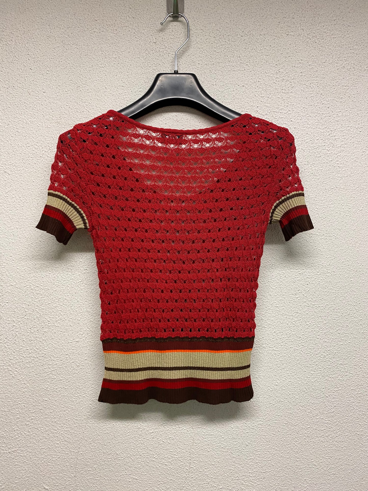 DOLCE & GABBANA red ribbed crochet cropped blouse (S)