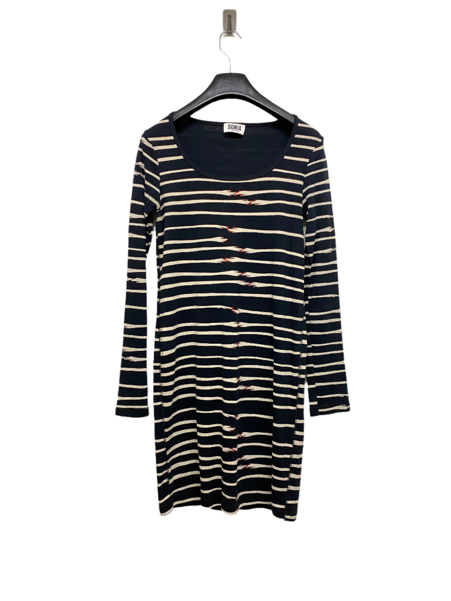 SONIA RYKIEL graphic & rhinestone longsleeve dress (M)
