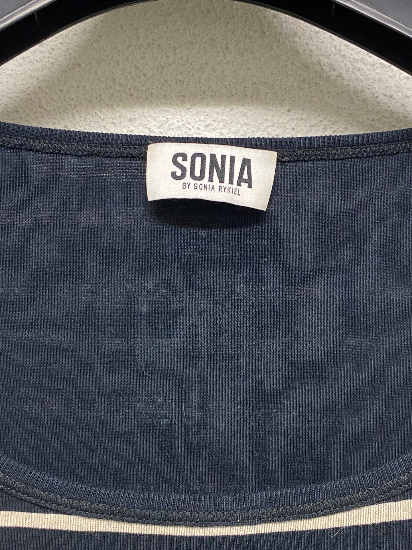 SONIA RYKIEL graphic & rhinestone longsleeve dress (M)