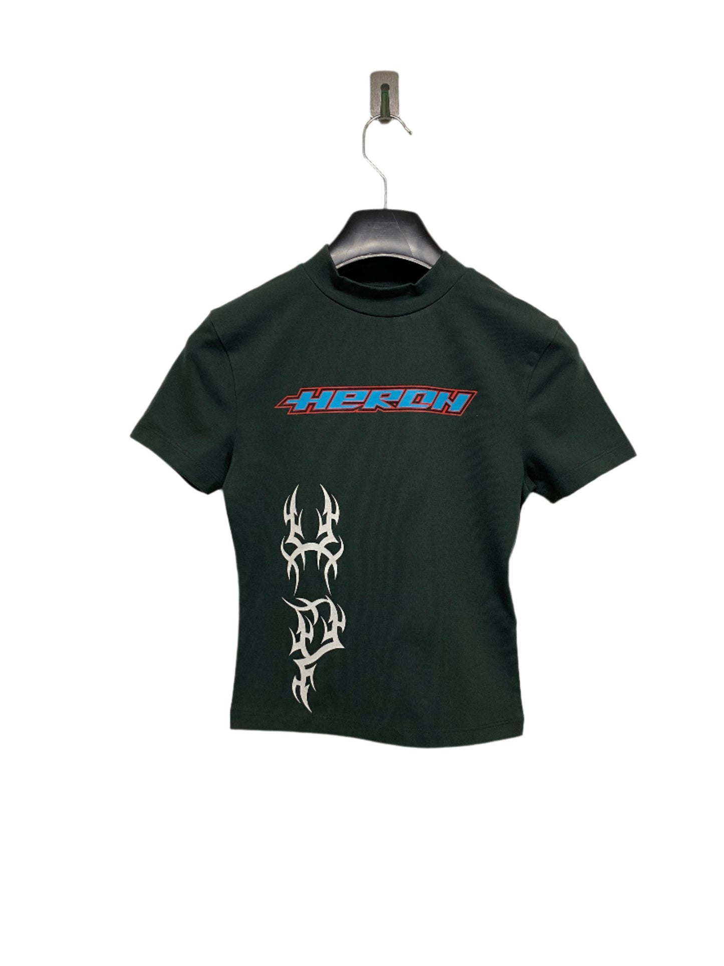 HERON PRESTON deep green racer graphic baby tee (XS)