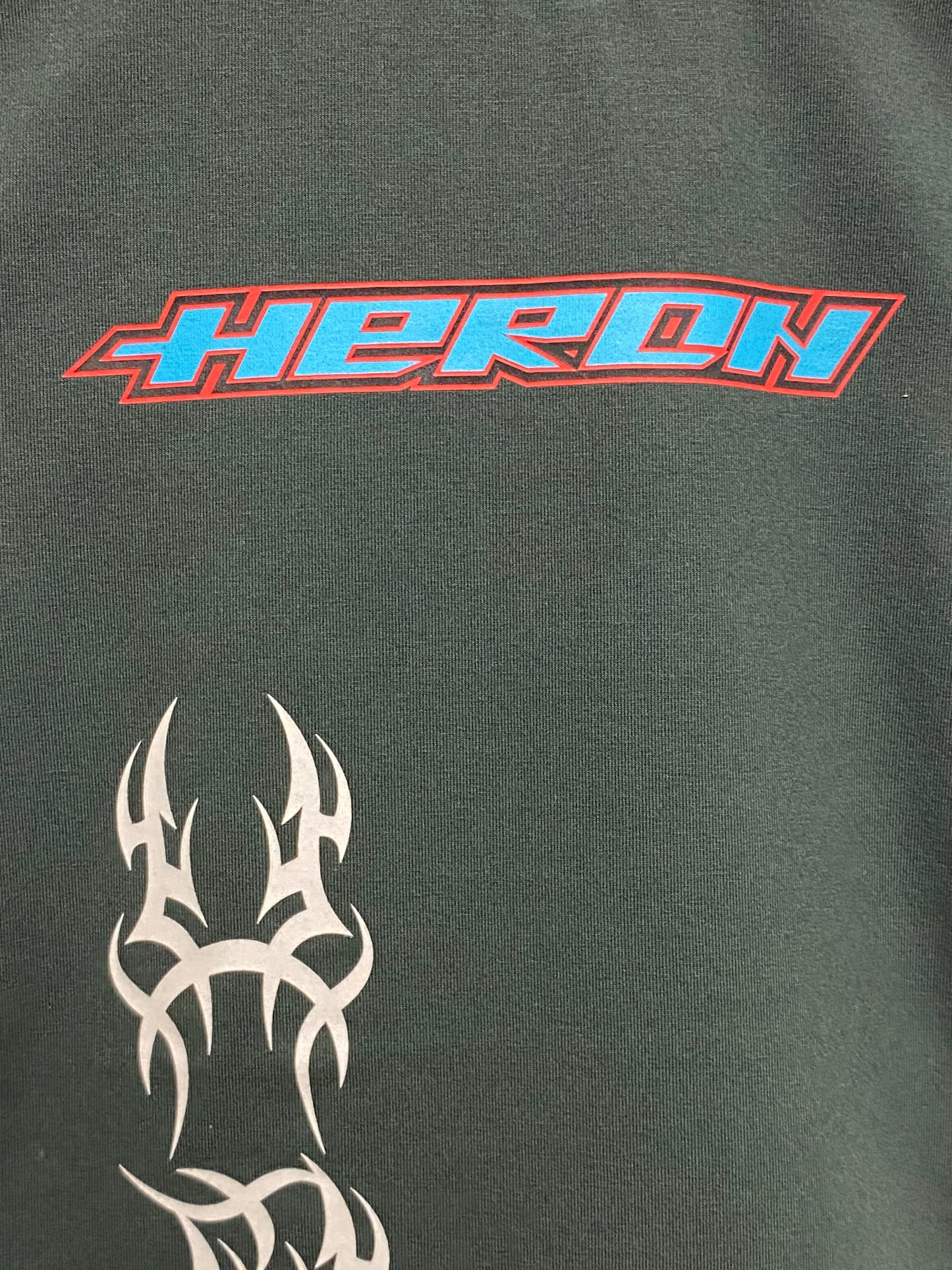 HERON PRESTON deep green racer graphic baby tee (XS)
