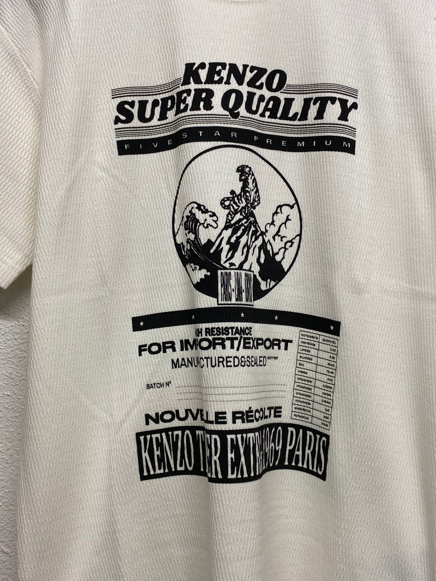 KENZO white graphic waffle textured heavyweight tee (M)