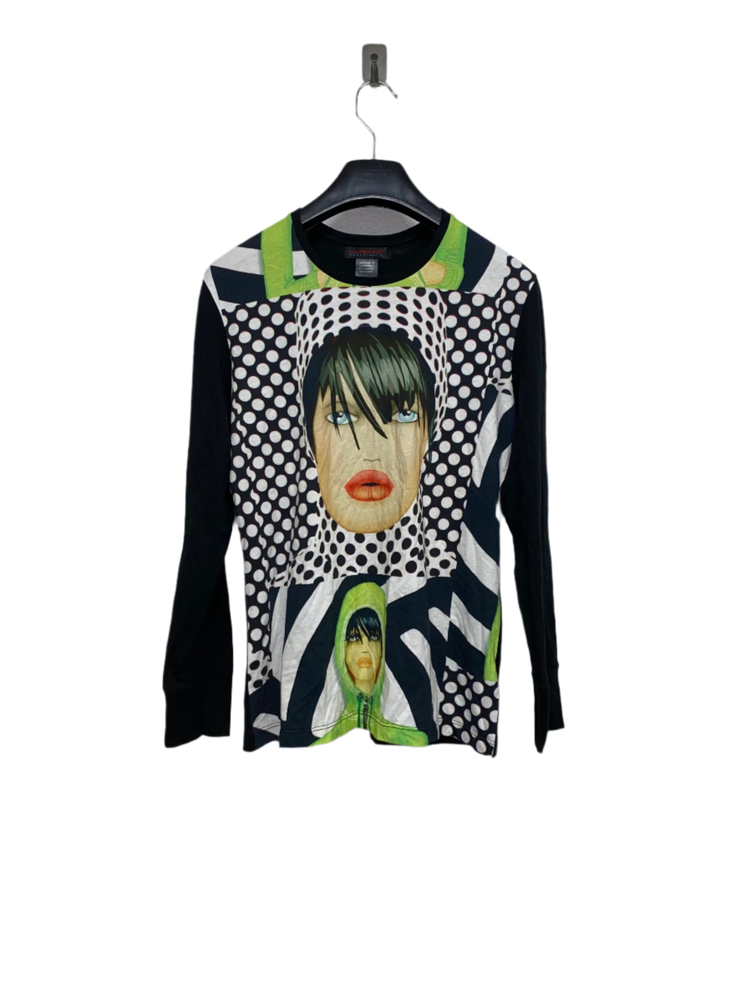 CUSTO BARCELONA long sleeve y2k cotton black graphic top (M)