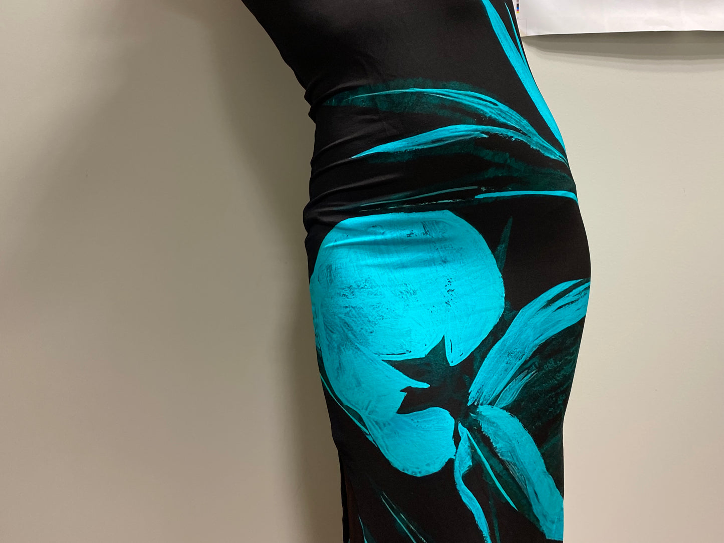 LOUISA BALLOU turquoise sleeveless maxi dress (M)