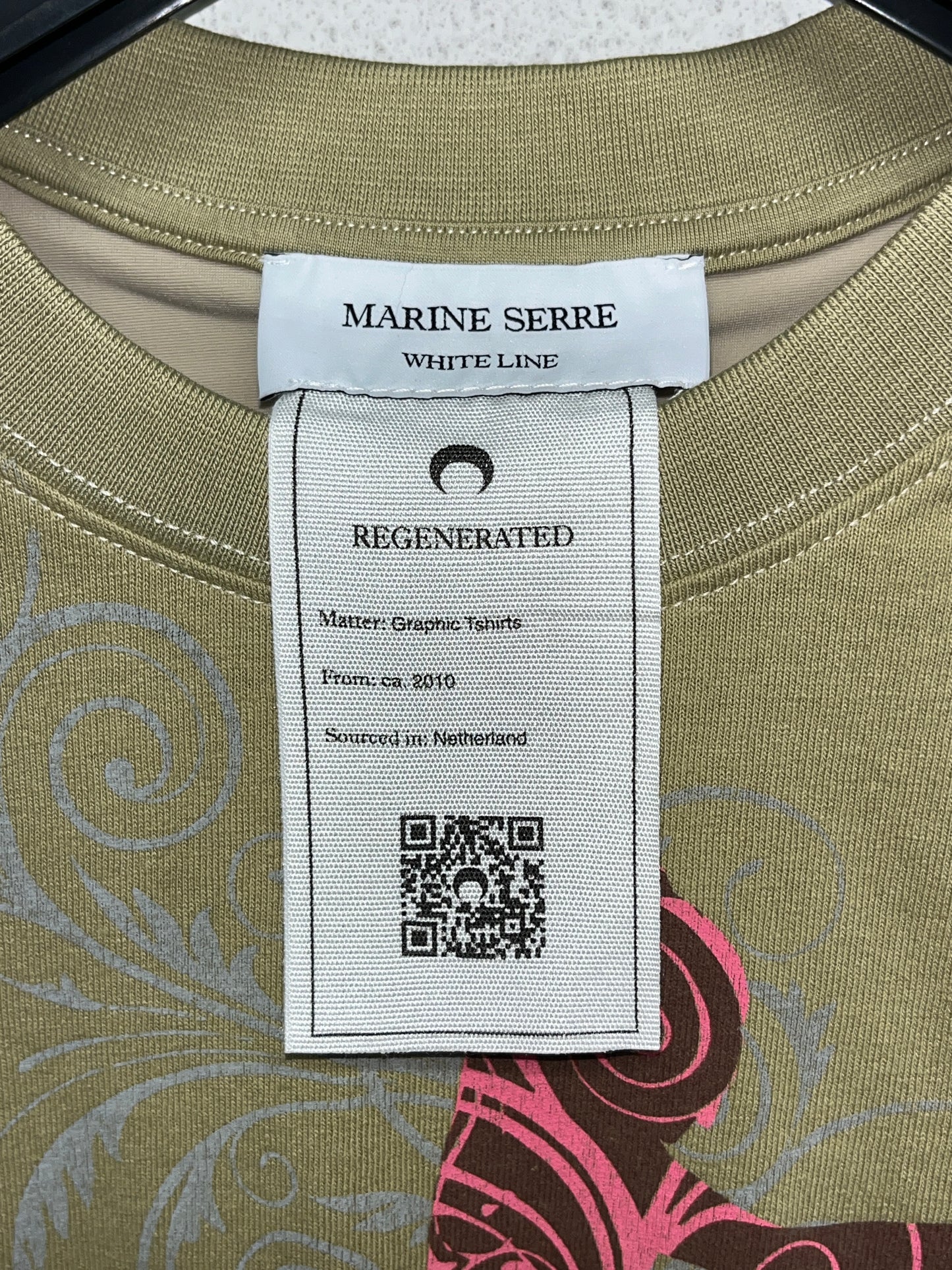 MARINE SERRE regenerated graphic khaki longsleeve (XL)