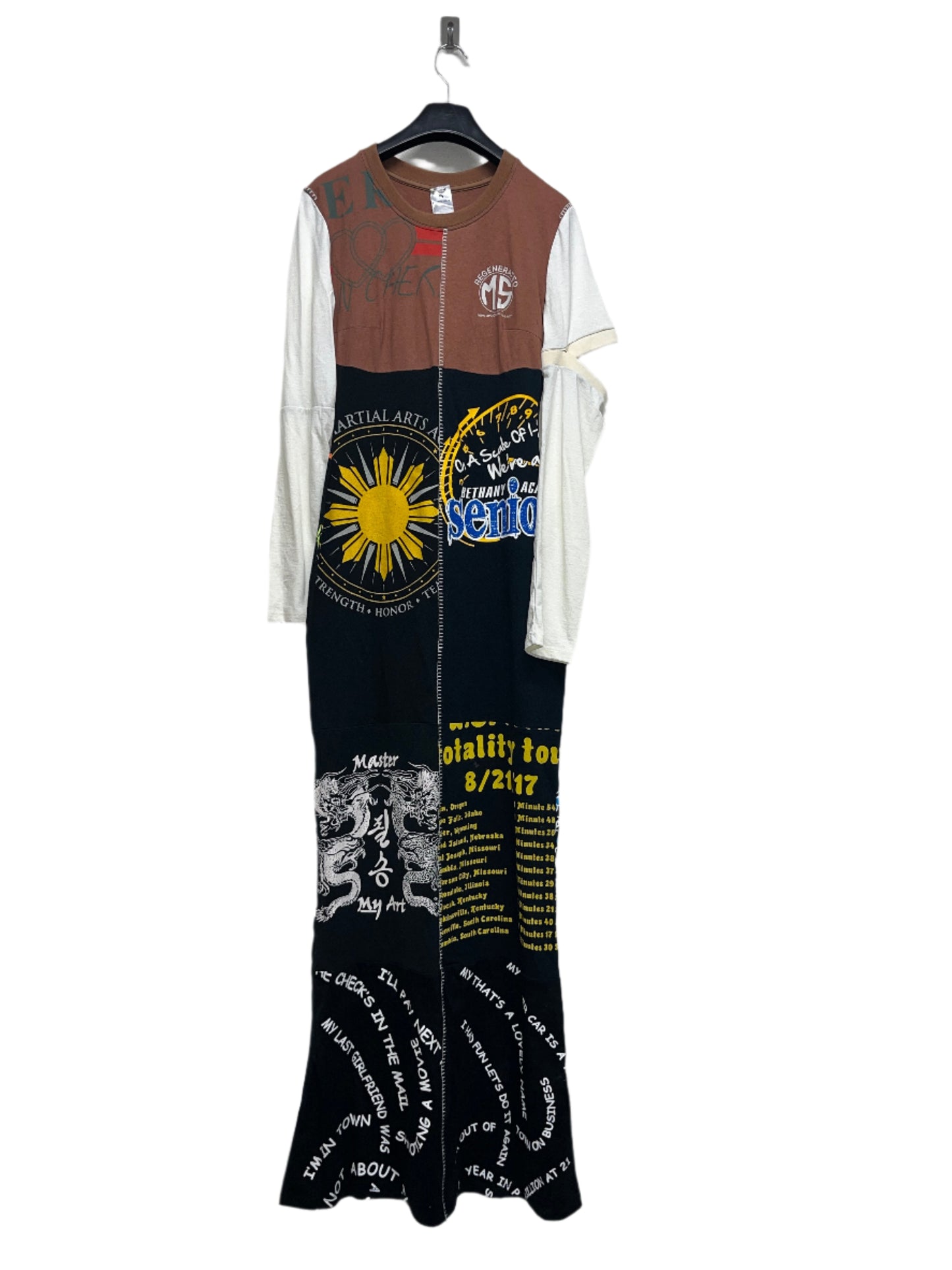 MARINE SERRE regenerated graphic maxi dress with arm cut out (M)