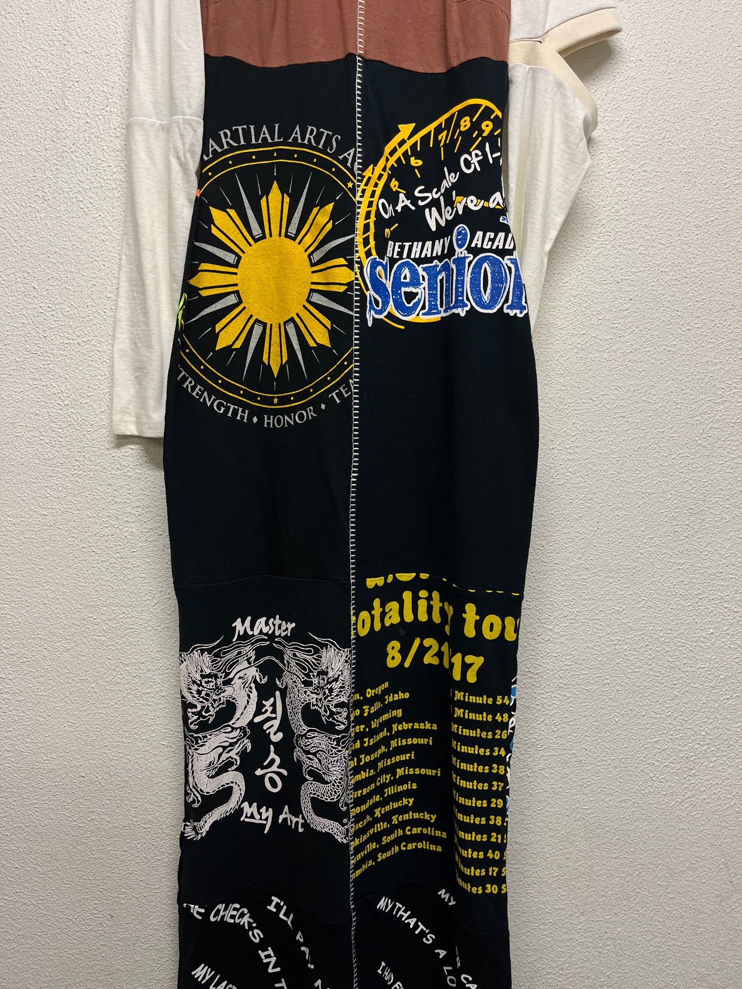 MARINE SERRE regenerated graphic maxi dress with arm cut out (M)