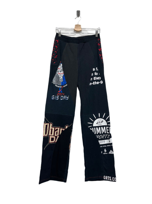 MARINE SERRE regenerated graphic black trousers (XS/S)