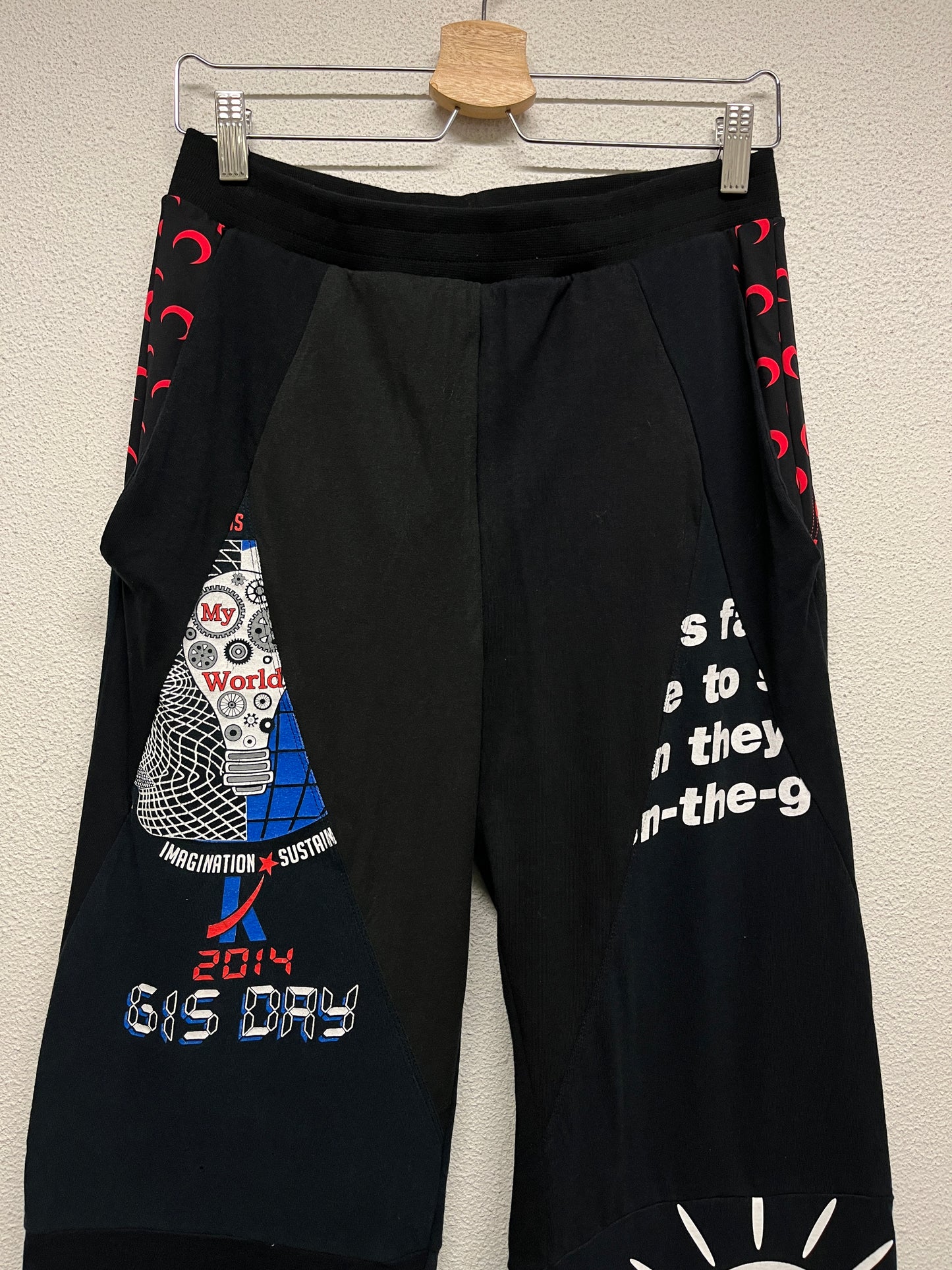 MARINE SERRE regenerated graphic black trousers (XS/S)