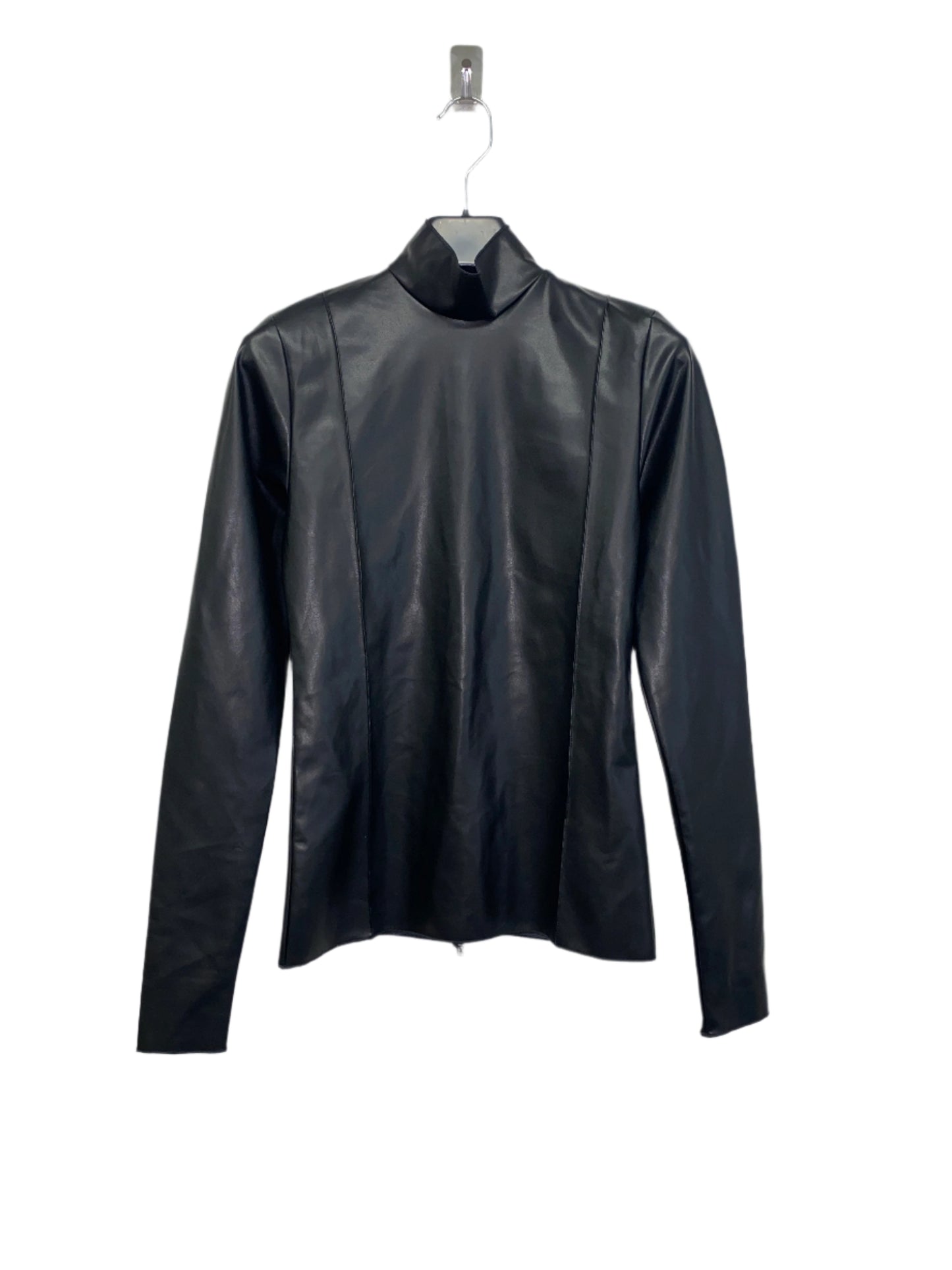 PETER DO black vegan leather highneck top (S)