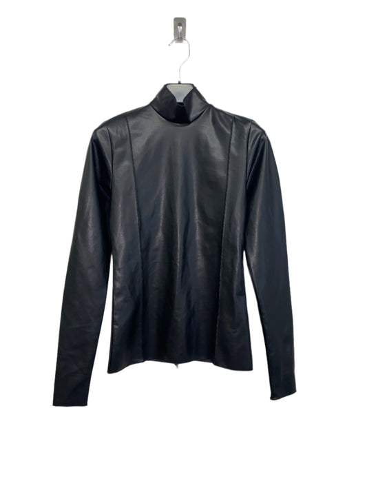 PETER DO black vegan leather highneck top (S)