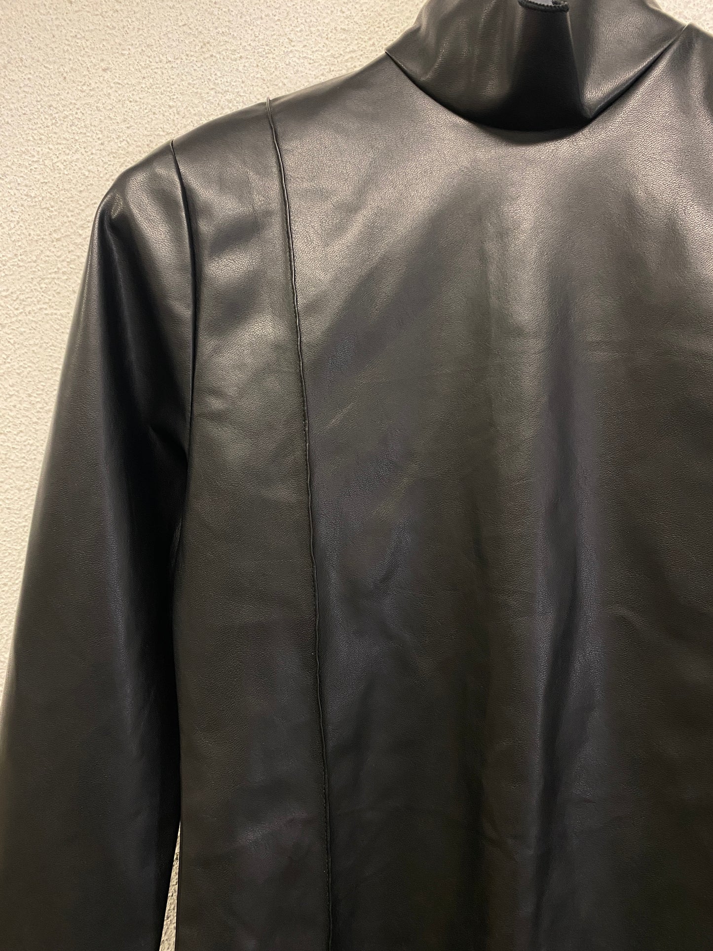 PETER DO black vegan leather highneck top (S)