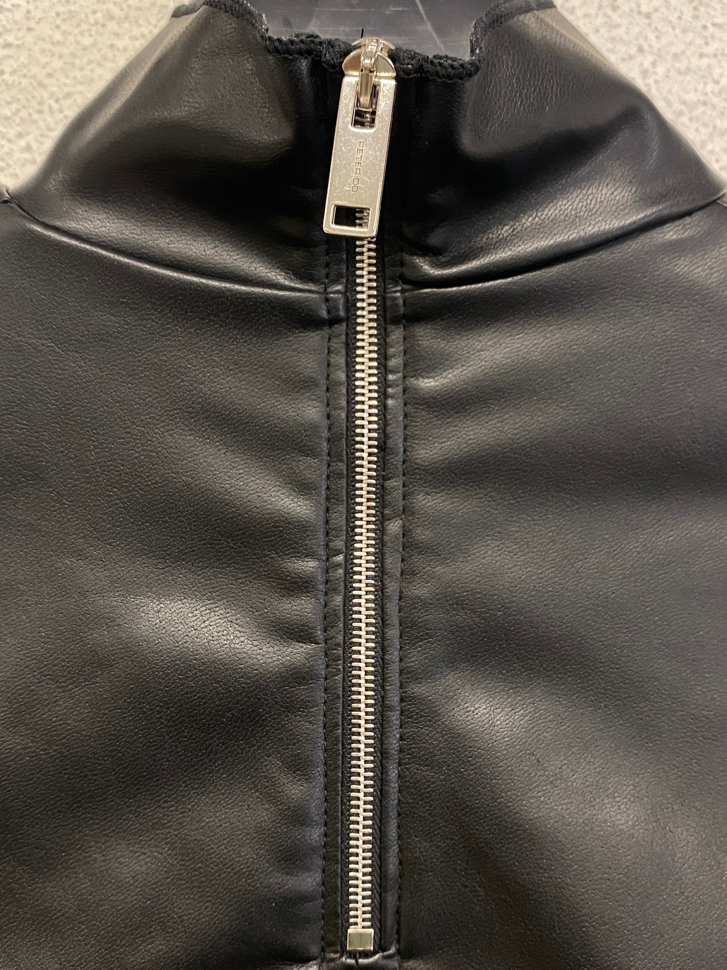 PETER DO black vegan leather highneck top (S)