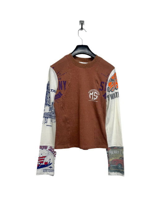 MARINE SERRE regenerated graphic brown longsleeve (S)