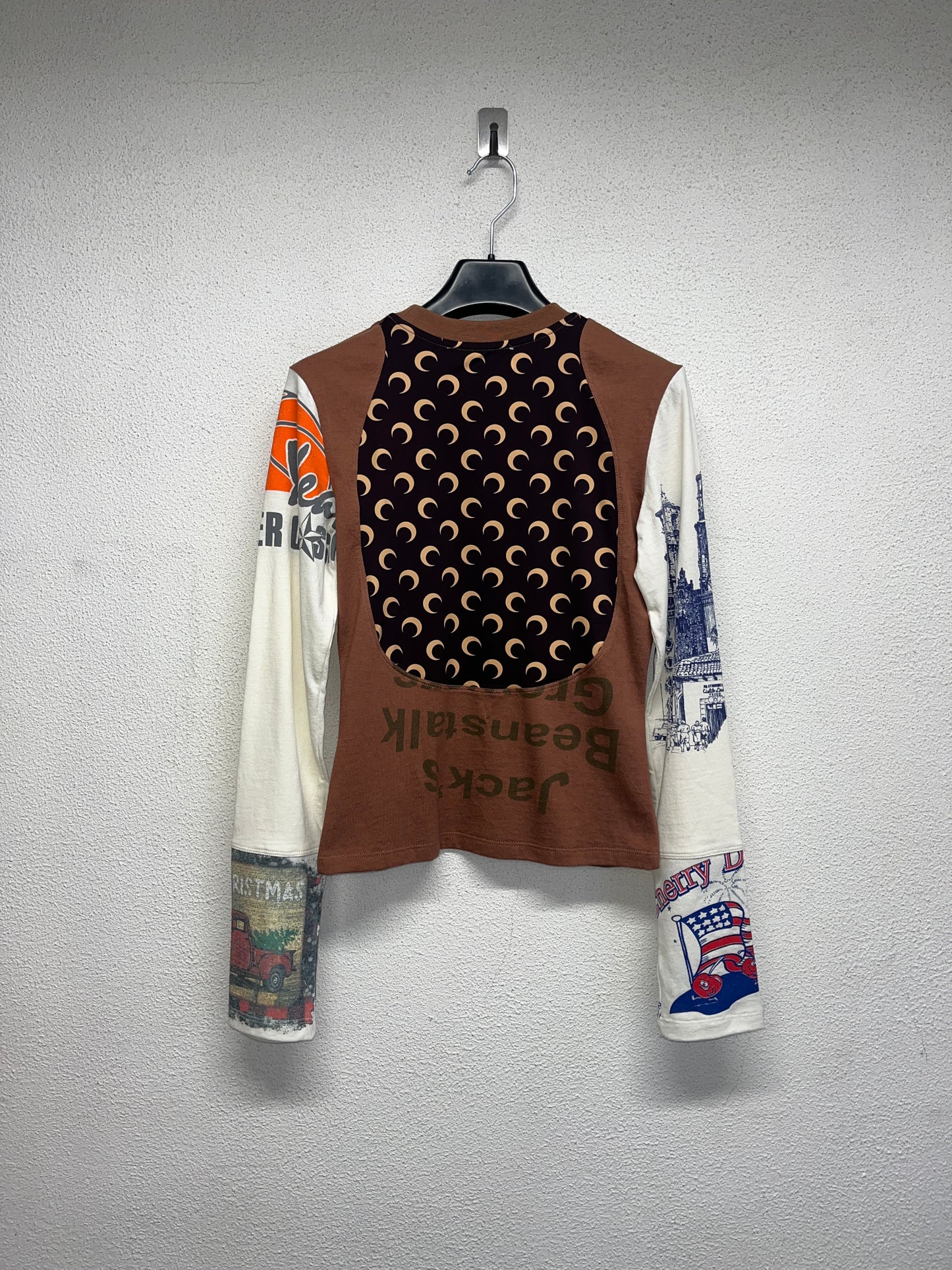 MARINE SERRE regenerated graphic brown longsleeve (S)