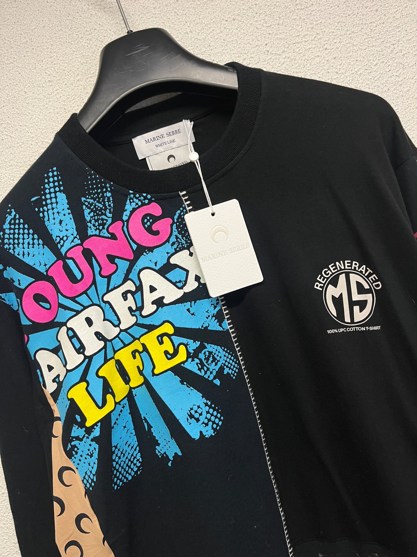 MARINE SERRE regenerated graphic black longsleeve (L)