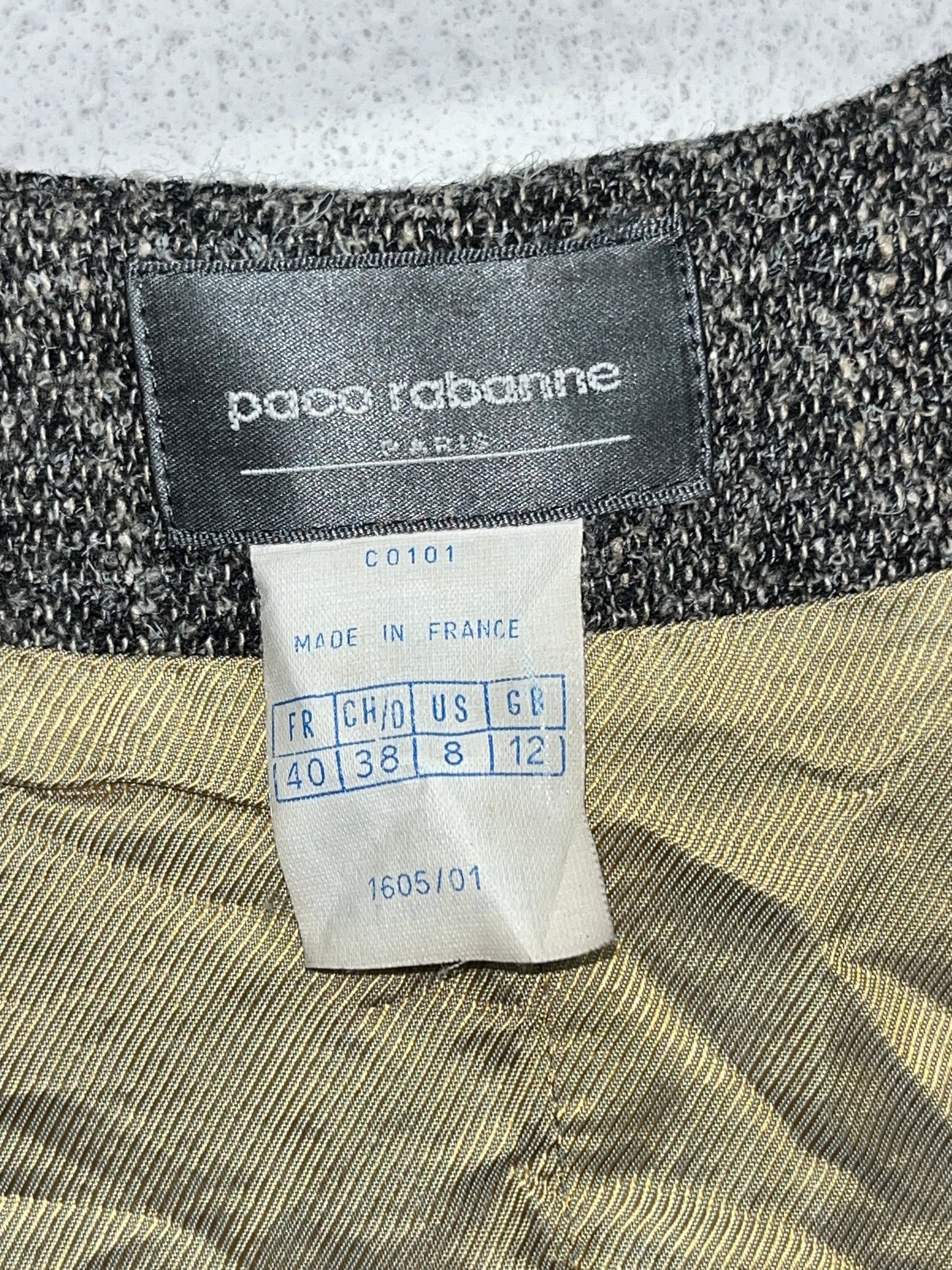 PACO RABANNE grey wool and silk dress with pockets (L)