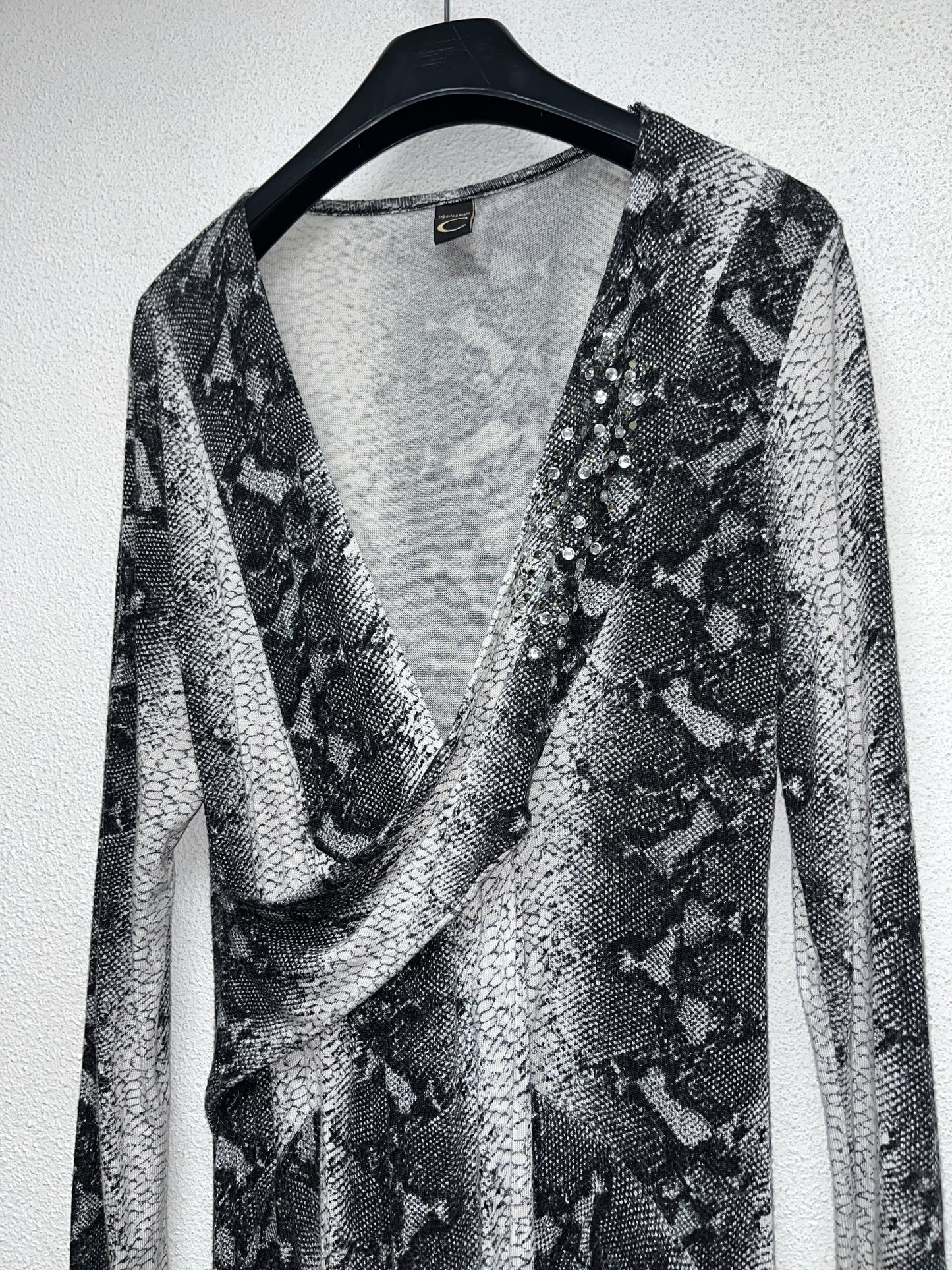 ROBERTO CAVALLI abstract print midi Dress (M)