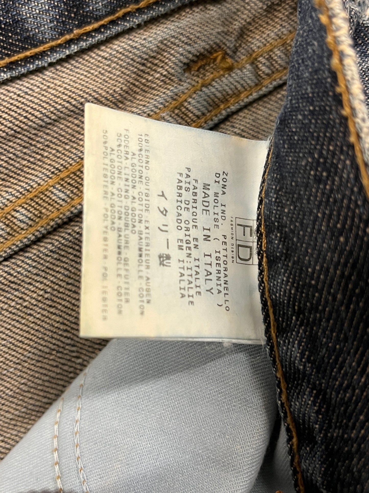ROBERTO CAVALLI Denim skirt with snakeskin print (M)