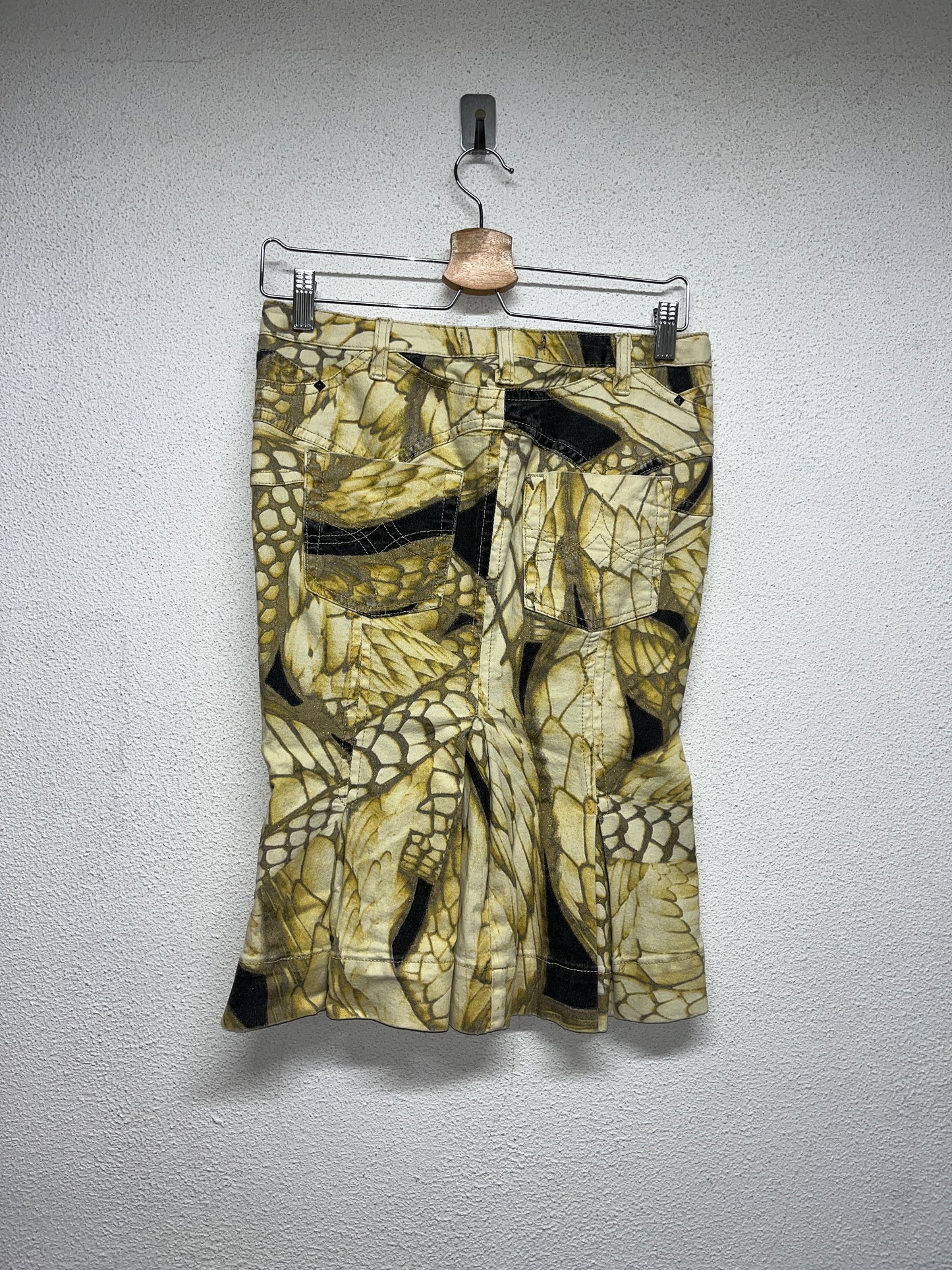 ROBERTO CAVALLI pleated studded 2000s skirt with pockets (M)