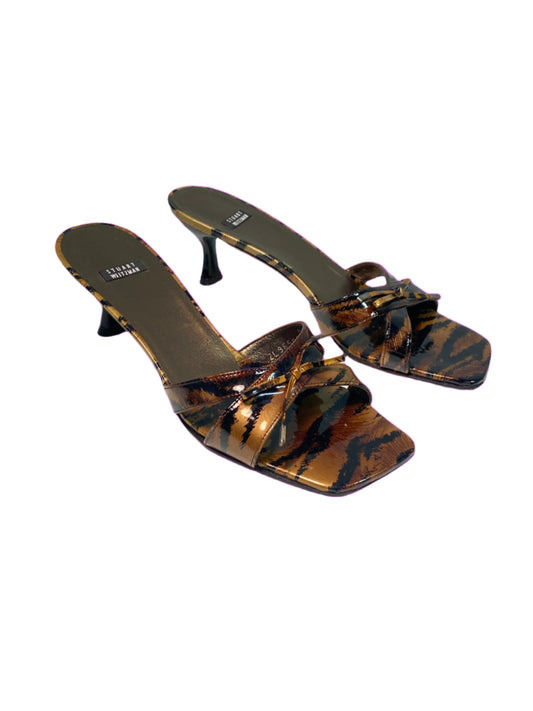 STUART WEITZMAN leather brown leopard effect sandals (39)