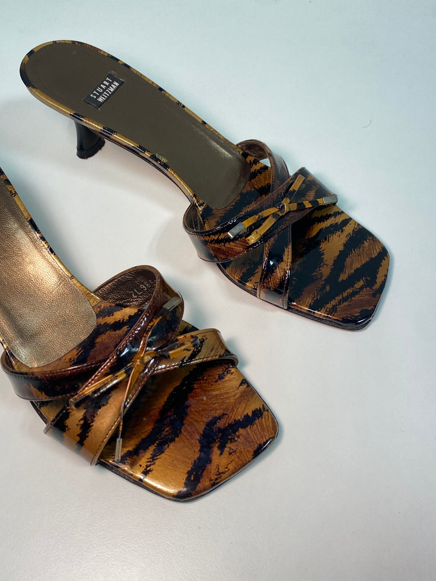 STUART WEITZMAN leather brown leopard effect sandals (39)