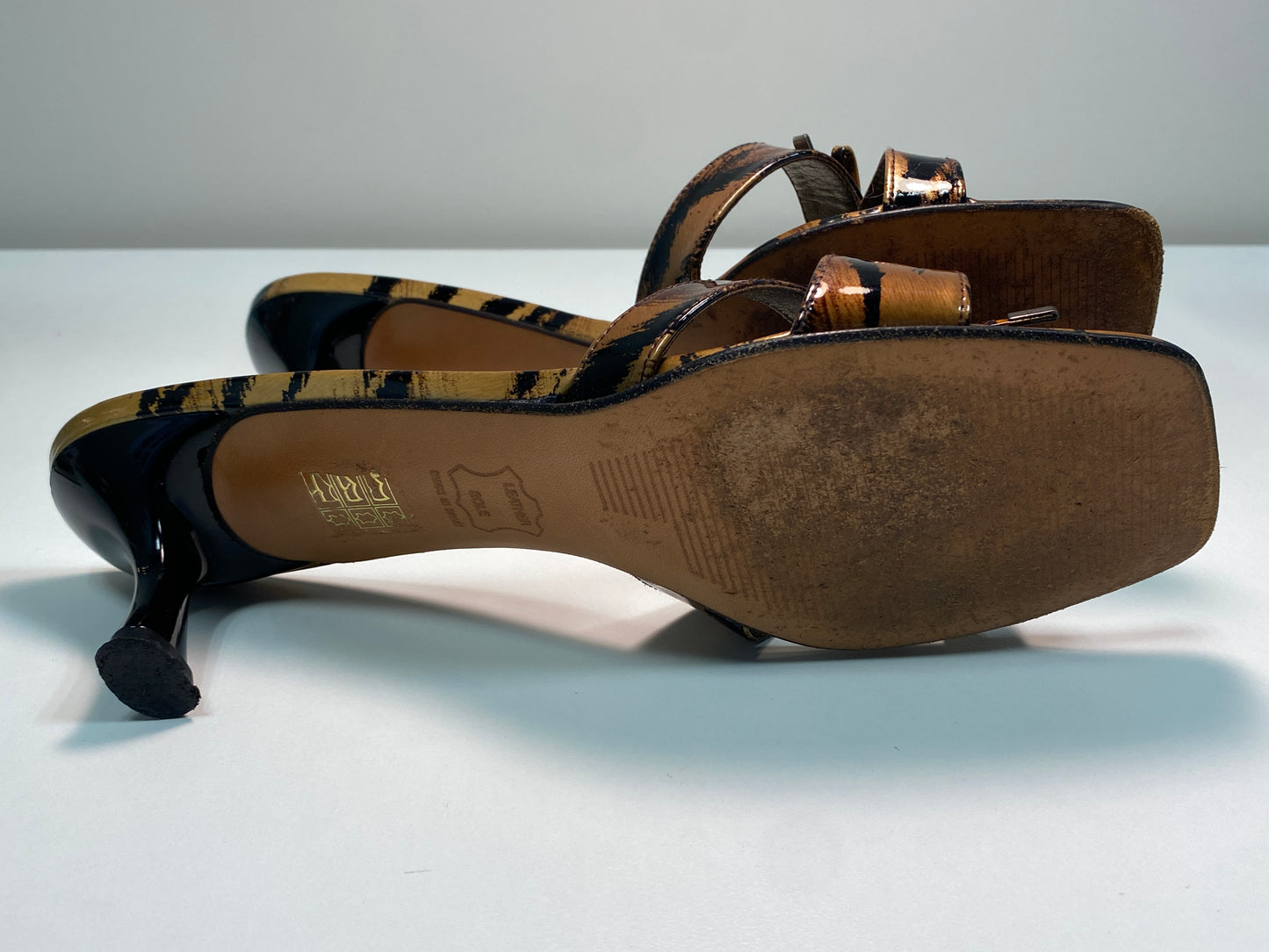 STUART WEITZMAN leather brown leopard effect sandals (39)