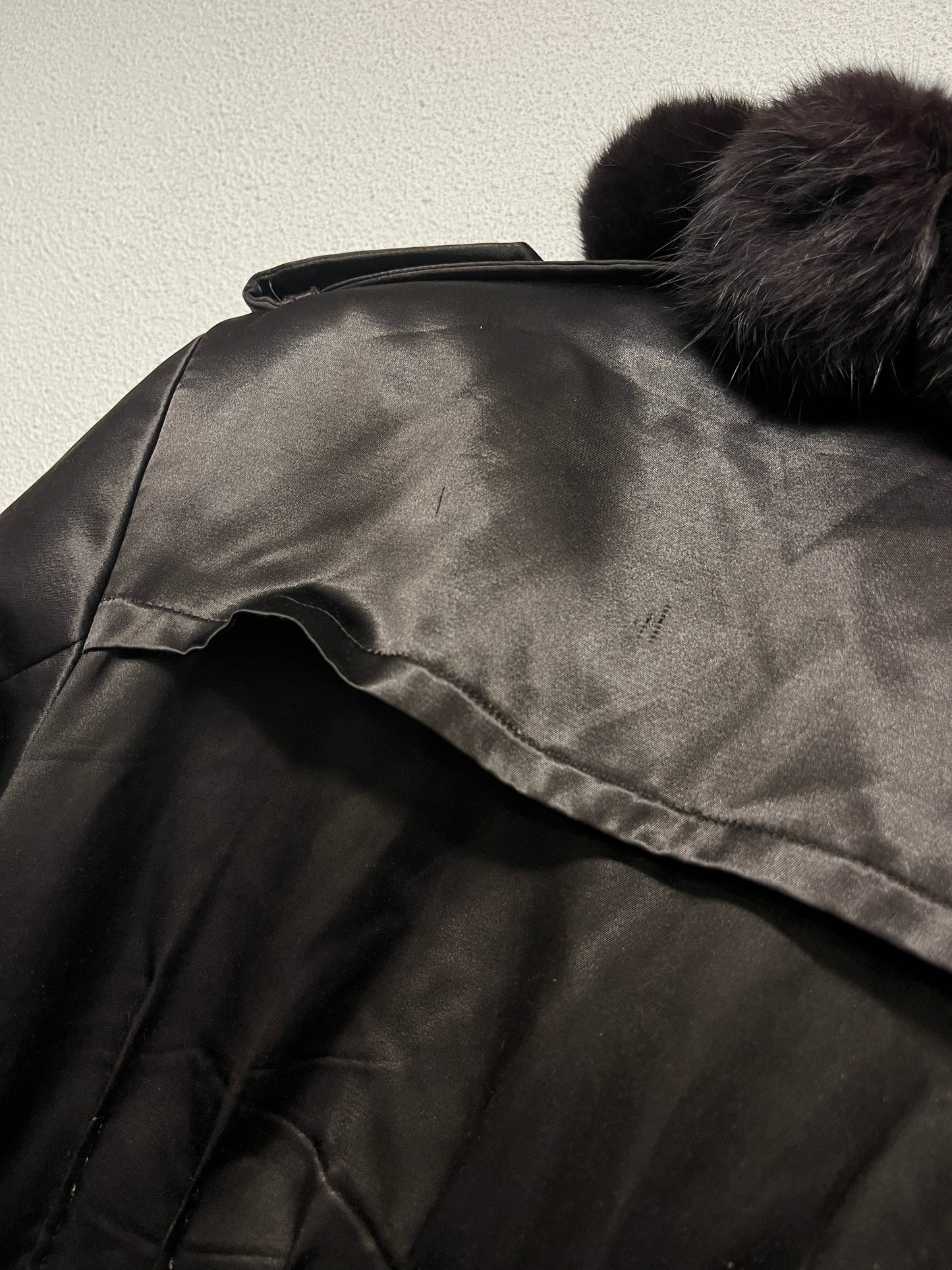 ROBERTO CAVALLI nylon belted Coat with fur balls (M)