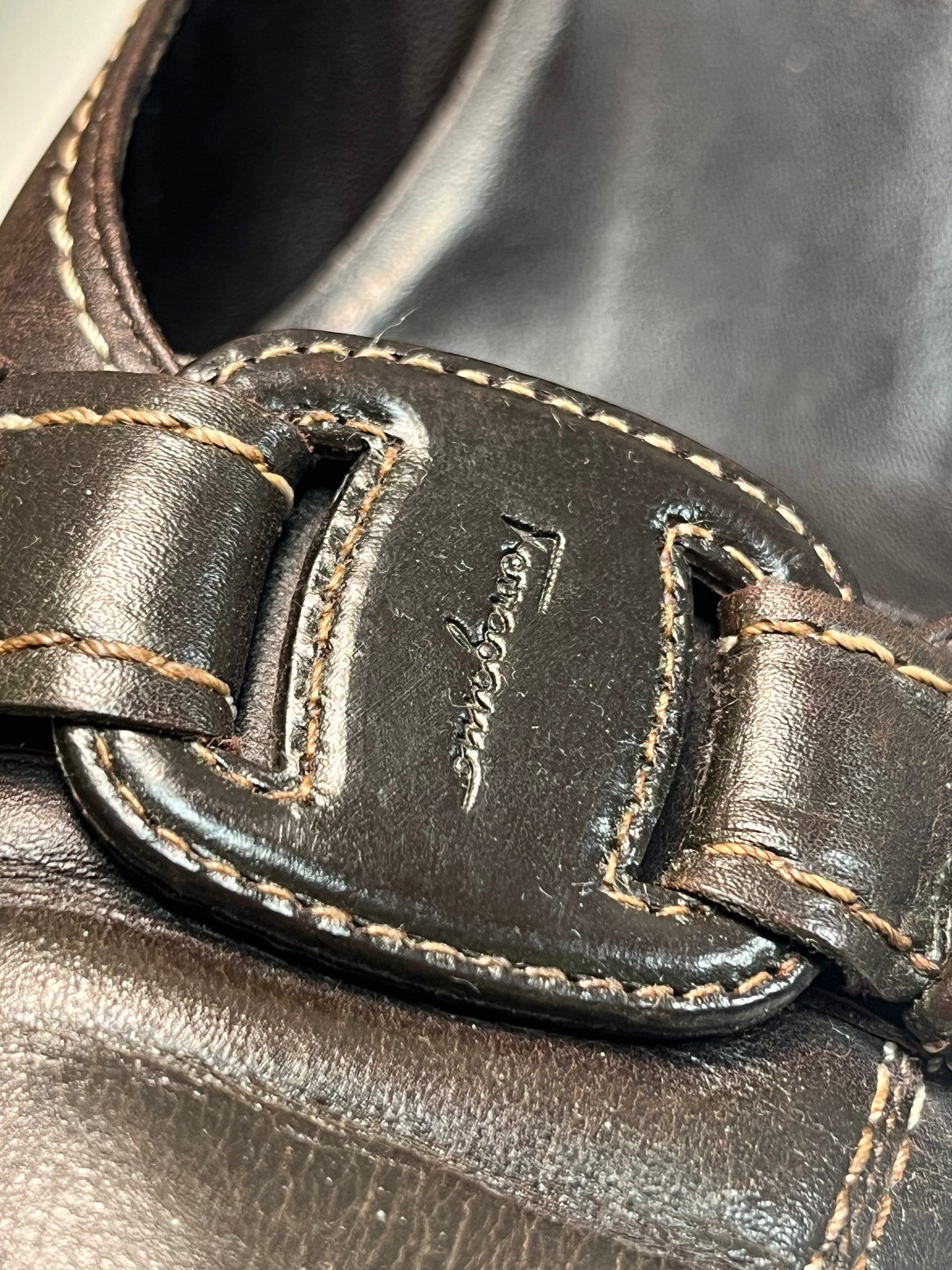 FERRAGAMO leather belted squared toe kitten pumps (39)