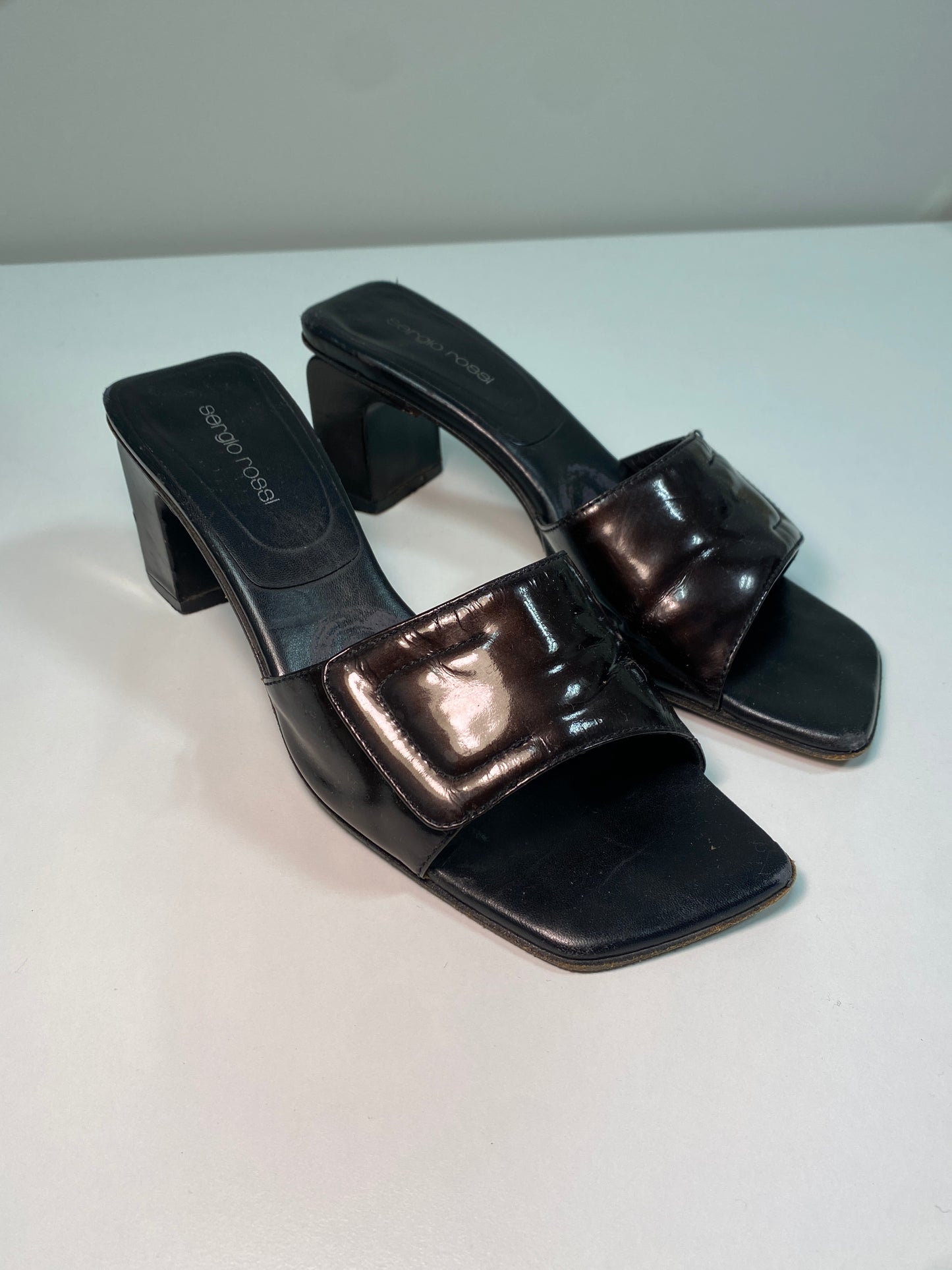 SERGIO ROSSI black leather platform heels (38)