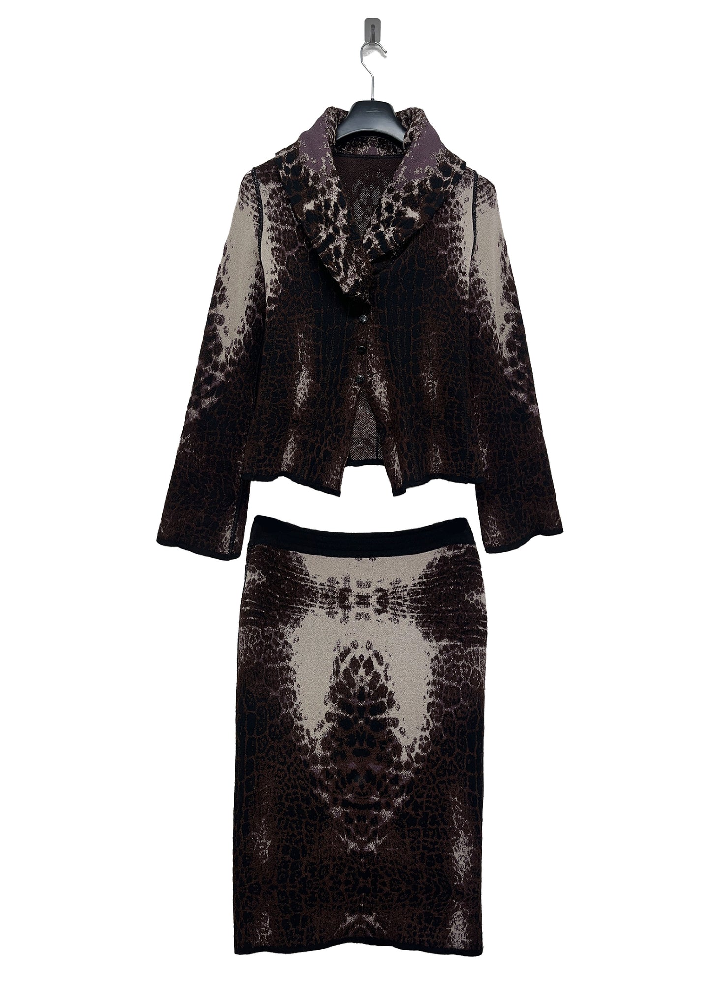 ROBERTO CAVALLI wool abstract brown twin Set (L)