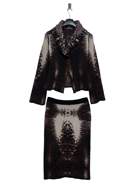 ROBERTO CAVALLI wool abstract brown twin Set (L)