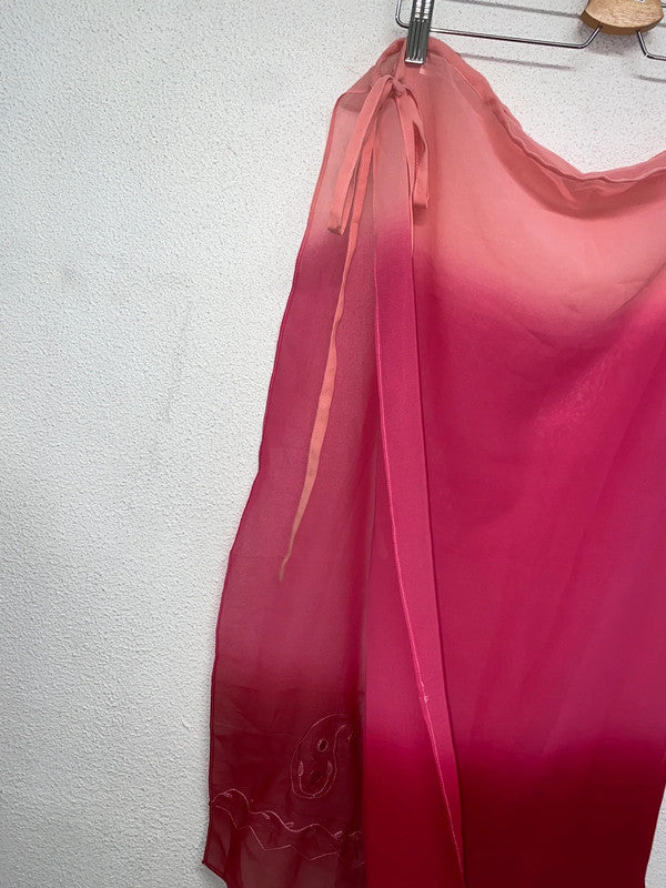 VINTAGE wrap mesh pink gradient skirt (M)