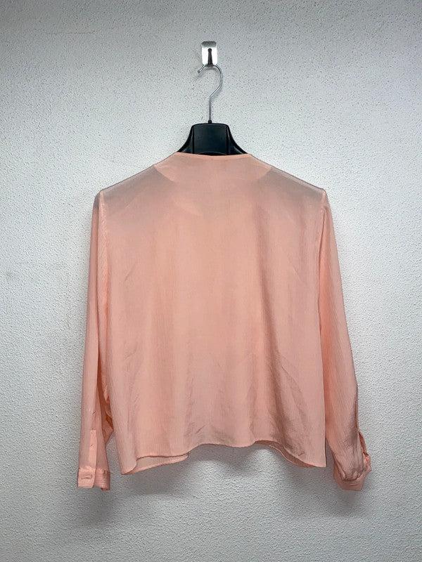 VINTAGE drapey collar pink blouse (L)