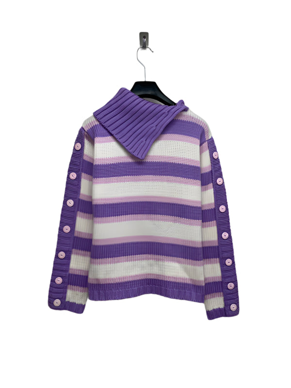 VINTAGE oversized collar knit sweater with buttoned sleeves (M)