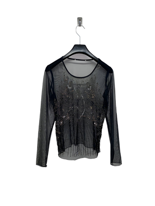 VINTAGE beaded stones mesh top (S)