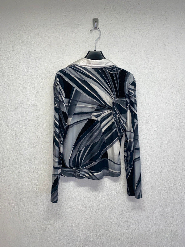 VINTAGE y2k pattern polo top (M)