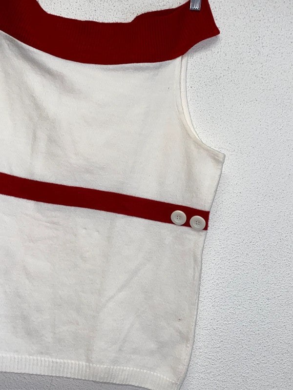 VINTAGE low shoulder sleeveless knit top (L)