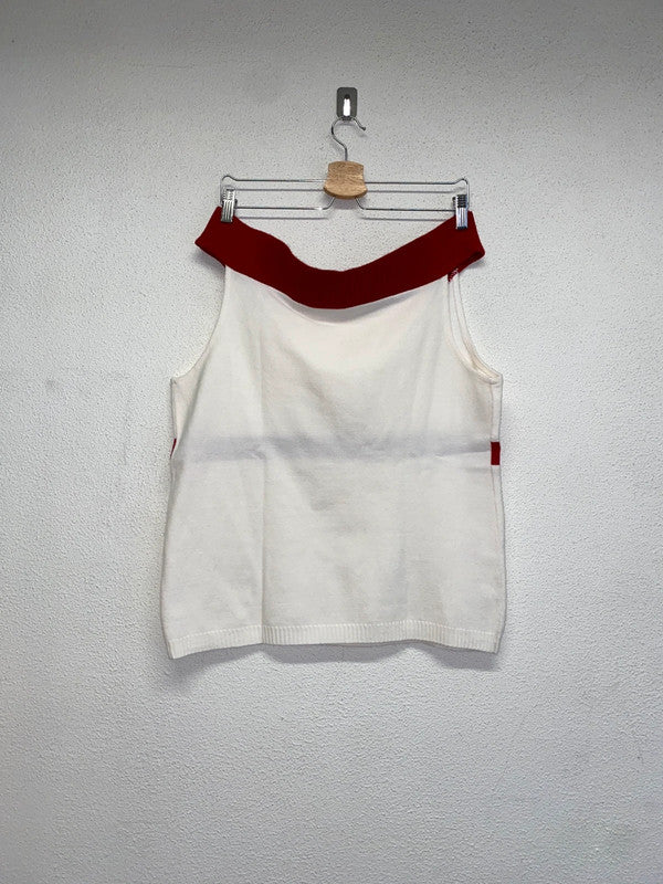 VINTAGE low shoulder sleeveless knit top (L)
