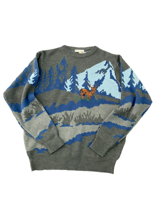 VINTAGE winter-themed sweater with embroidery (M/L)
